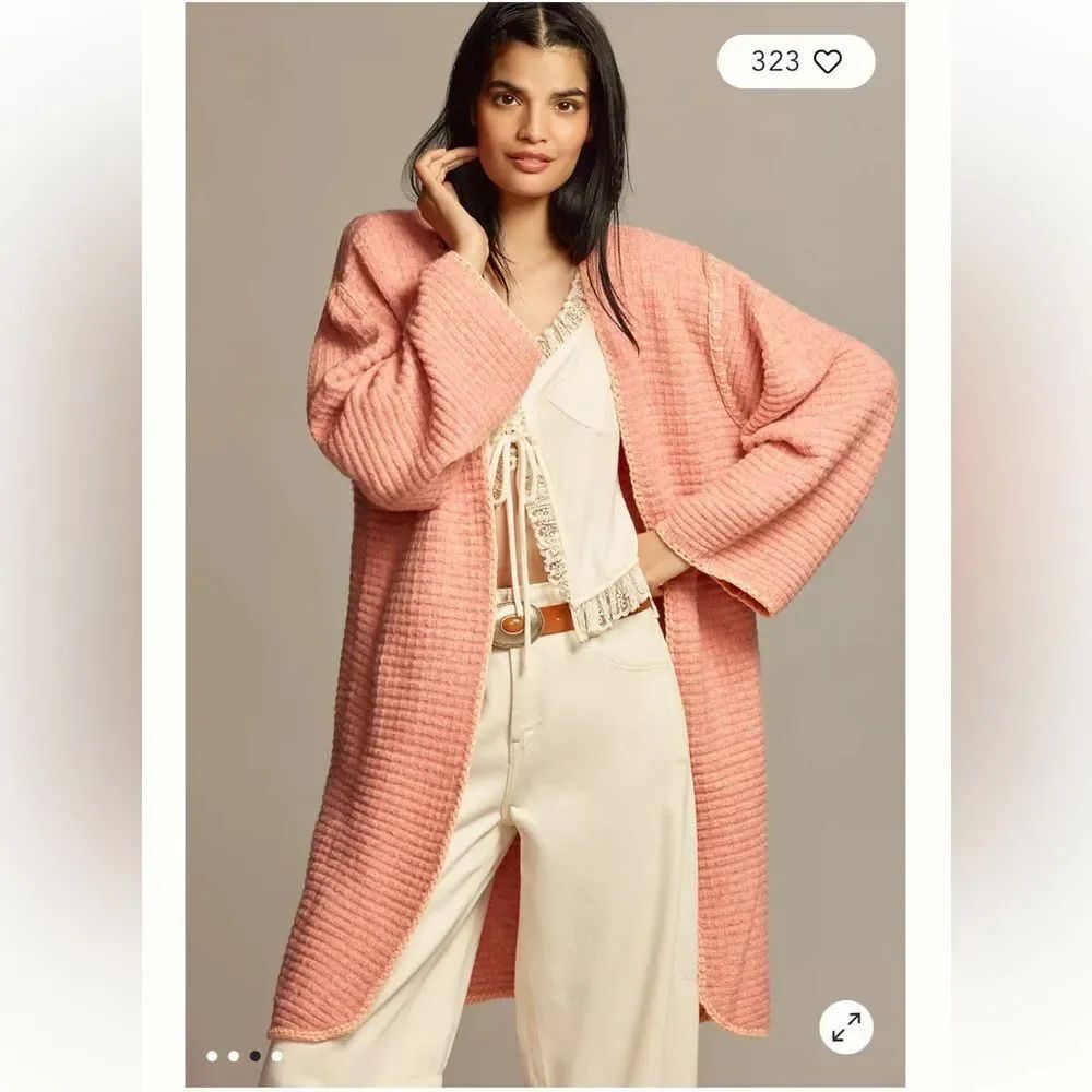 Anthropologie Whipstitch Cardigan Sweater with Scarf